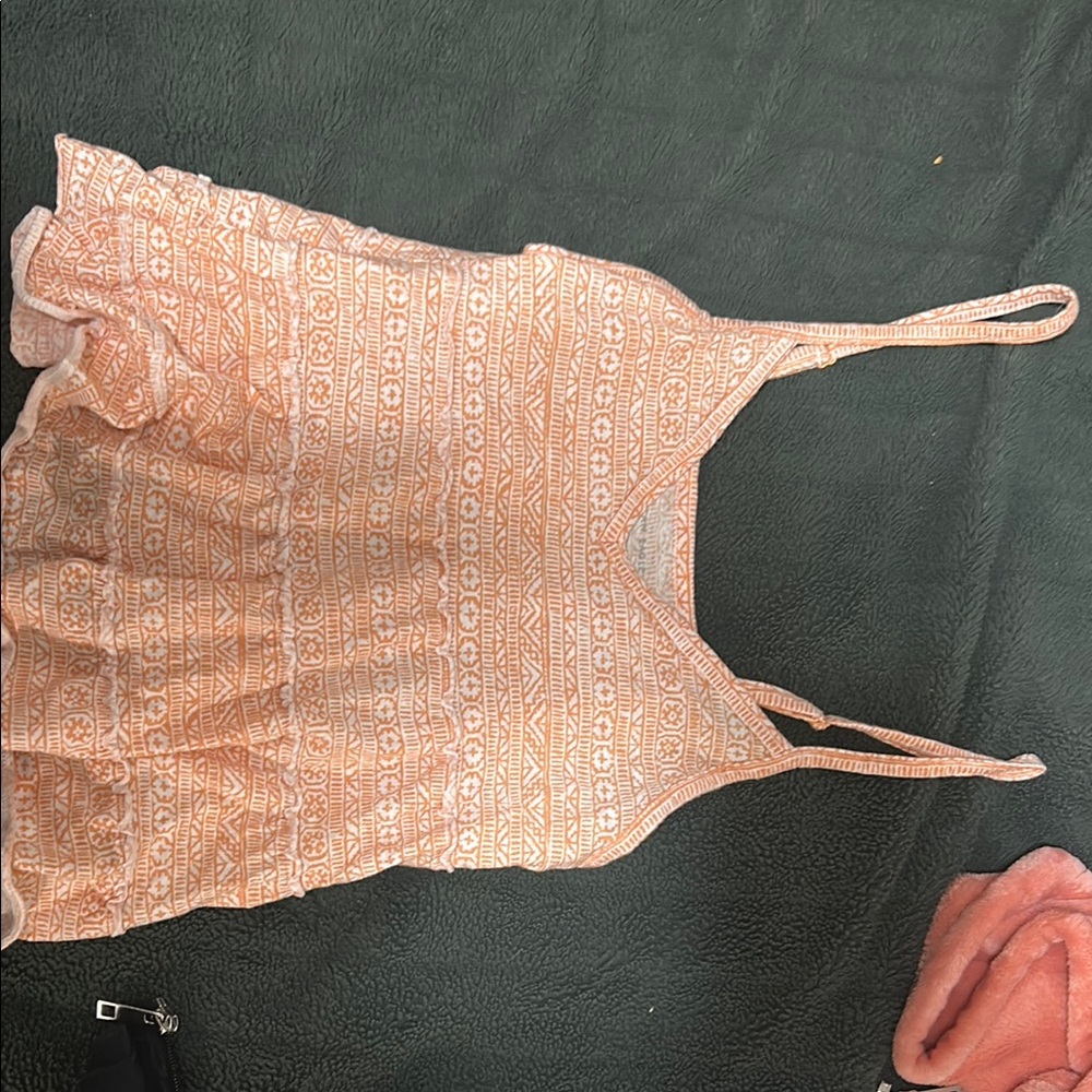Orange Patterned Top American Eagle